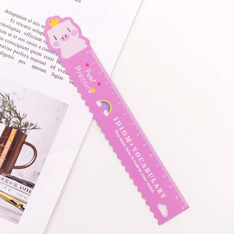 18 см Kawaii Магнитный Фламинго прямой линейка Милая Розовая пантера шаблон весы для рисования линейки для школы корейские канцелярские принадлежности - Цвет: 1 PCS design 9