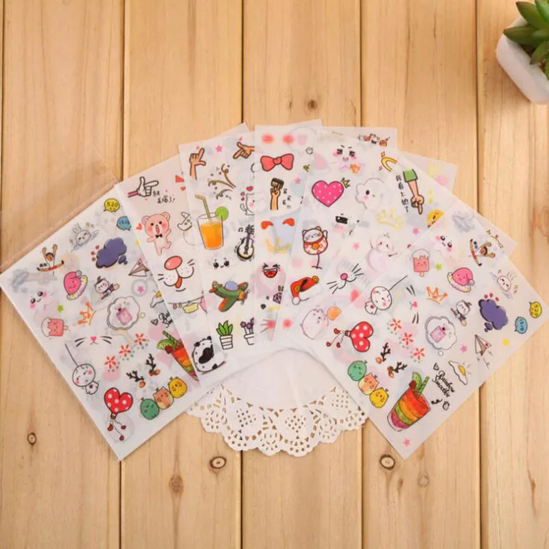 

6pc/. Diy Cartoon Cute Expression Small Transparent Stickers Pvc Diary Decorative Stickers For Children Gift Writing Stickers