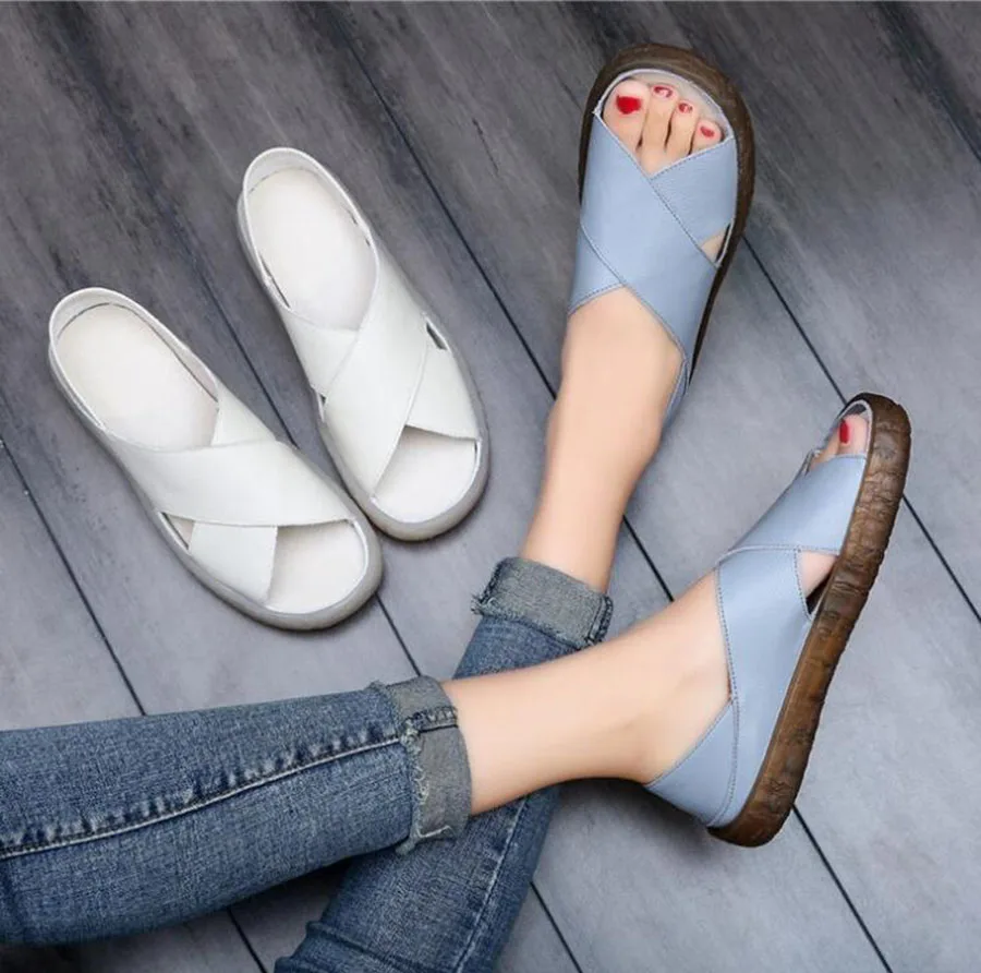 

Spring & Summer Hot Style Women's Shoes Anti-skid & Hard-Wearing Soft Bottom Sandals Two Ways of Wearing Handmade Shoes Female