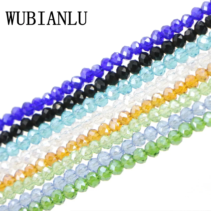 

WUBIANLU 580PC Mixed Colors 3X4mm Faceted Crystal Beads Glass Beads Beads For Jewelry Making Bead Necklace Bracelet Accessories