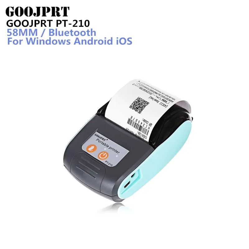

GOOJPRT PT-210 58MM Bluetooth Thermal Printer Portable Wireless Receipt Machine for Windows Android iOS