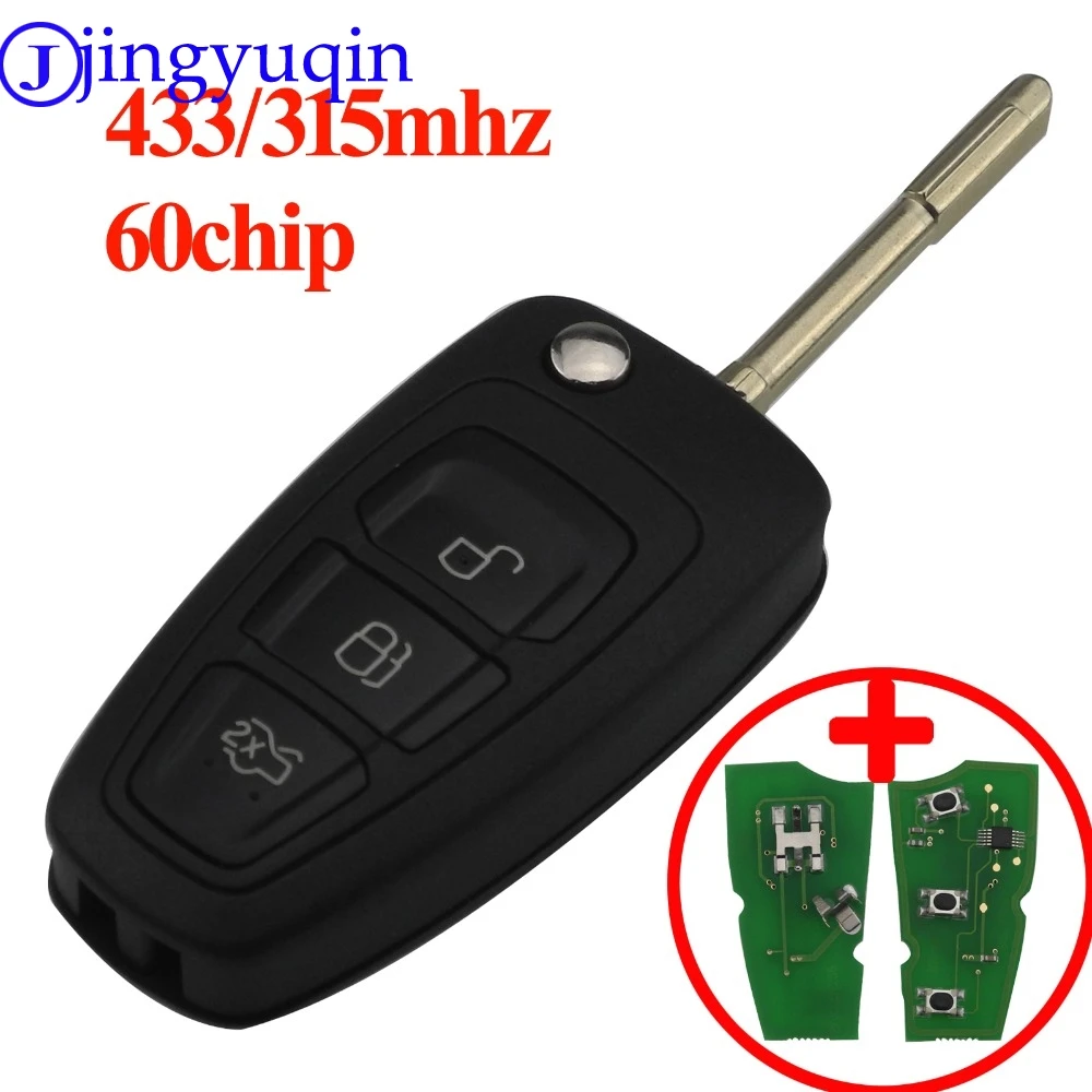 

jingyuqin cut/uncut blade 3 Buttons Car Remote Key Fob DIY For Ford Focus Mondeo 1999-2007 ASK 433/315Mhz With ID60