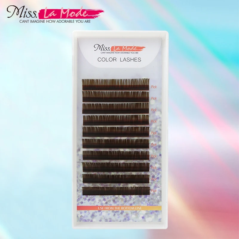 

Misslamode Dark brown Eyelash Extension mink eyelashes soft russian volume Fake Lashes color natural lashes 0.07thickness makeup