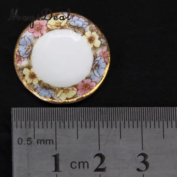 MagiDeal Hot Sale 40Pcs/Set Dollhouse Miniature Dining Ware Porcelain Tea Set Dish Plate Flowers Children Pretend Play Toys