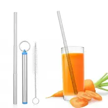 Складная портативная складная металлическая соломинки для питья, складная дорожная соломинка из нержавеющей стали, многоразовые складные соломенные барные аксессуары