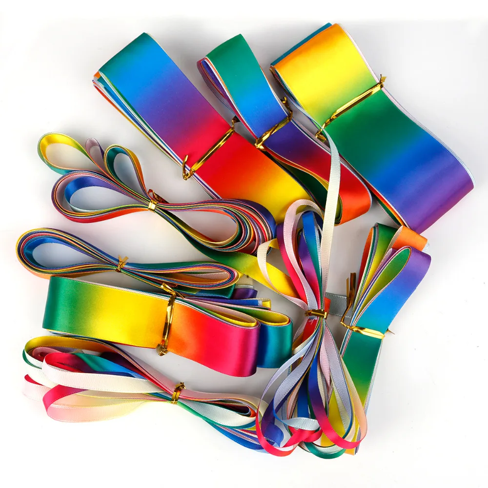 Rainbow Color Satin Ribbon 5Yard/lot 6 10 12 15 20 25 30 40 50mm for Wedding Party Christmas Decoration Gift Wrapping Ribbon Satin Ribbons Ribbon Decoration Ribbon Supplies Wrapping Ribbon Satin Ribbon Christmas Ribbon