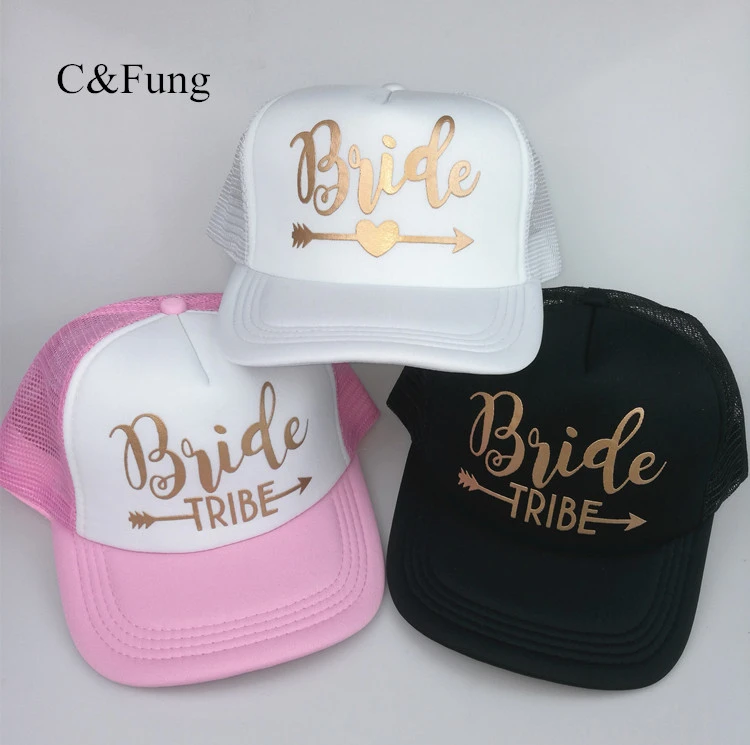 C&Fung Bride truckers high quality bride Tribe gold letter Arrow hats bridesmaid gift bachelor party Beach summer style Hat Cap baseball caps for women