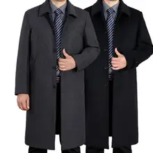 Однобортное повседневное шерстяное пальто, мужские тренчи, пальто с длинными рукавами, мужское кашемировое пальто casaco, английское зимнее плотное черное пальто