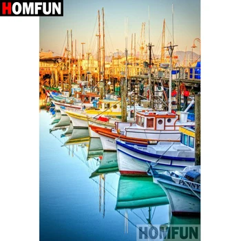 

HOMFUN 5D Diamond Embroidery Needlework Kit "Color boat" Diy Diamond Painting Cross Stitch Home Decoration Gift A08170