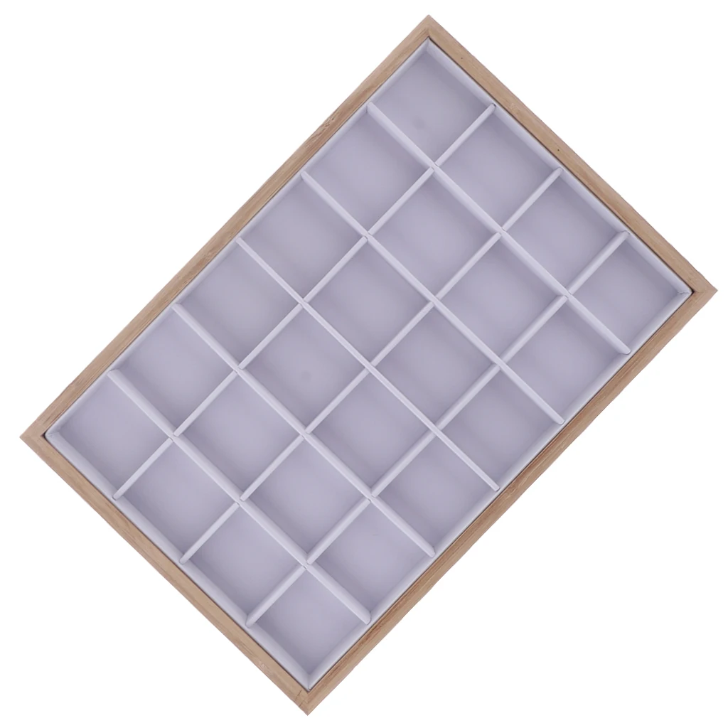 MagiDeal White PU Leather Interior Showcase Display Box Jewelry Storage Multi-purpose 35x24x3cm