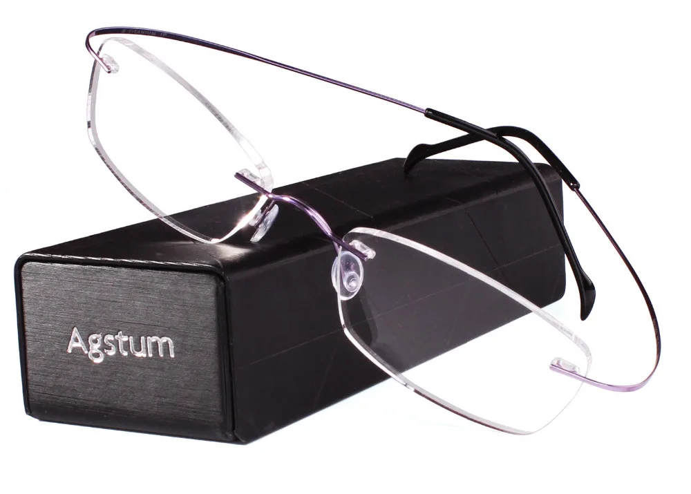 Hingeless optische Randlose Rx Rahmen Frauen Gläsern Agstum Reintitan Pink red purple Brillen Klaren Verordnungs wYFqS5X