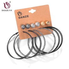 DANZE/6 пар, комплект серег-колец в стиле панк черного и серого цвета для женщин, женские модные серьги с большими кругами, ювелирные изделия, Pusety Aros