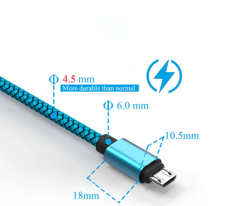 Кабель Micro usb для быстрой зарядки Samsung galaxy j4 j5 j6 j7 j8 honor 7a pro Nokia 3 5 Oukitel C8 нейлоновый