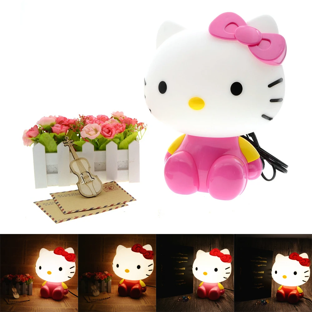 Cute Kitty Cat Cartoon Night Light Baby Room Kids Bed Lamp Sleeping
