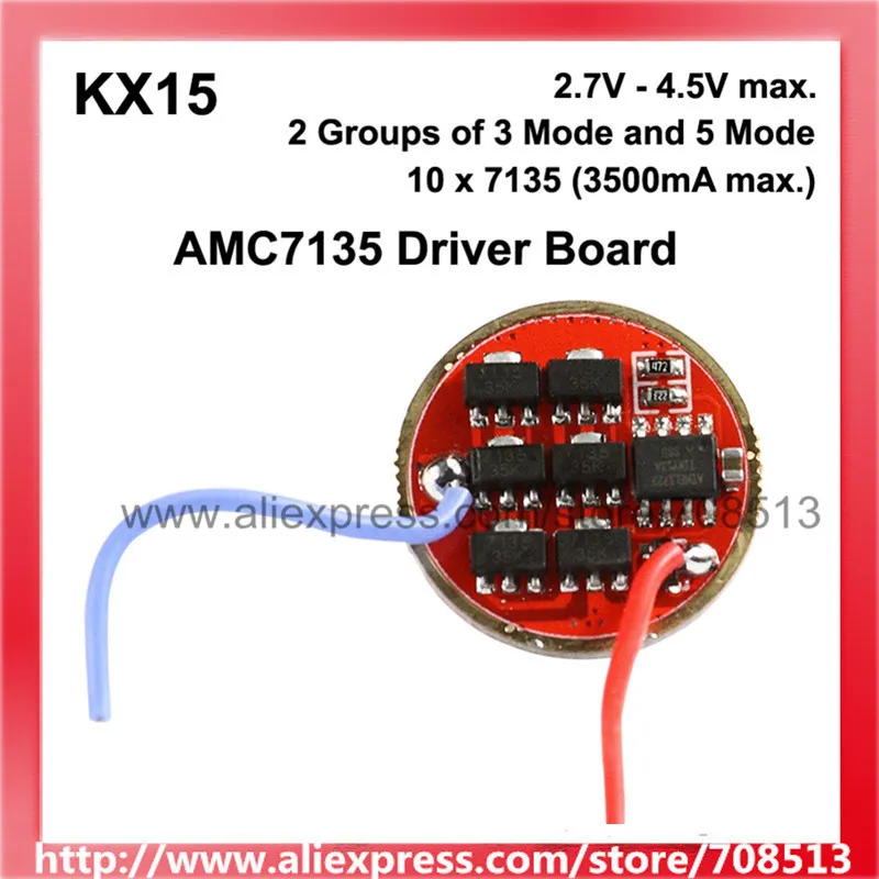 

KX15 7135 12x / 10x AMC7135 1-Cell 2-Groups of 3 - 5 Modes Flaight Driver Circuit Board (1 pc)