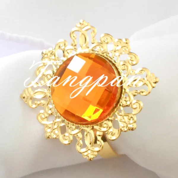

Tangpan 10pcs Gold Metal Rhinestone Napkin Ring Diamond Napkin Serviette Holder Wedding Banquet Dinner Decor Favor