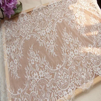 

3m/lot White/Black Eyelash Lace Fabric DIY Decorative High Quality Soft Nylon Eyelash Lace Trim Wedding Dress Fabric 40cm width