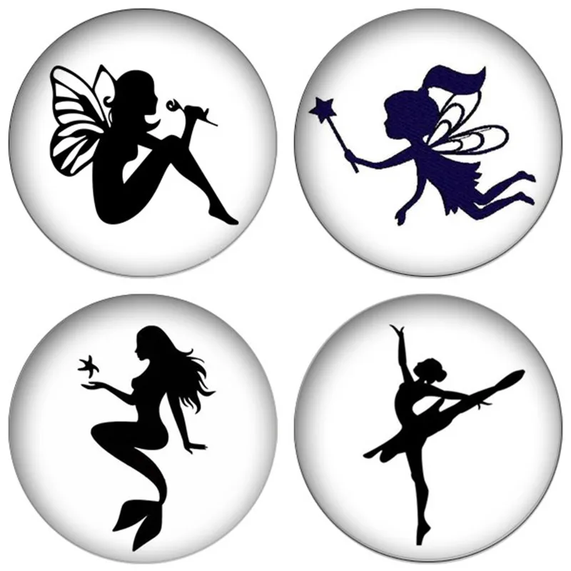 ZDYING 5pcs/lot 12mm/20mm/25mm Glass Cabochon Wing Girl Ballet Dancer Silhouette Dome DIY Handmade Jewerly Finding Setting | Украшения и