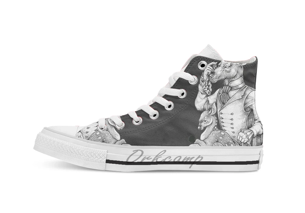 

Deer and Fawn Unisex High Top Canvas flat Casual Custom shoes Drop Shipping