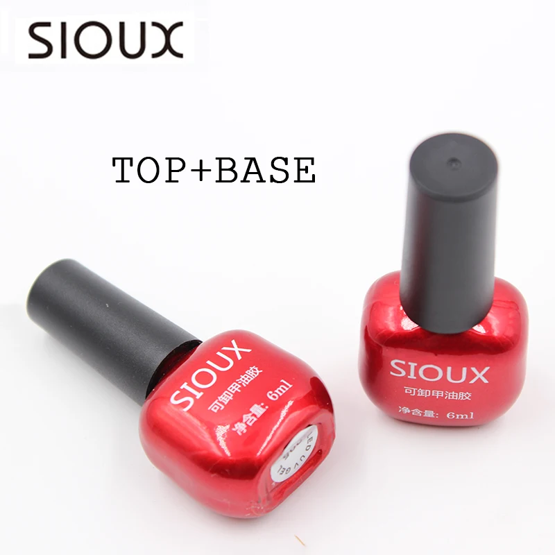 

2Pcs/lot 6ML SIOUX BASE TOP COAT Nail Gel Soak Off Color UV Gel Polish Primer Professional Nail Glue Set SI02