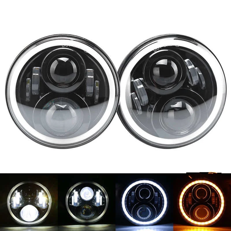 

7Inch Round Led Headlight for 97-15 Wrangler with Halo Angel Eye & DRL & Turn Signal Lights for Jeep JK LJ CJ Hummer H1 H2