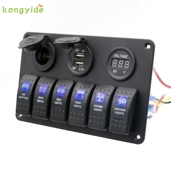 

Franchise Hot Selling 6 Gang Waterproof Car Auto Boat Marine LED Rocker Switch Panel Circuit Breakers #0518