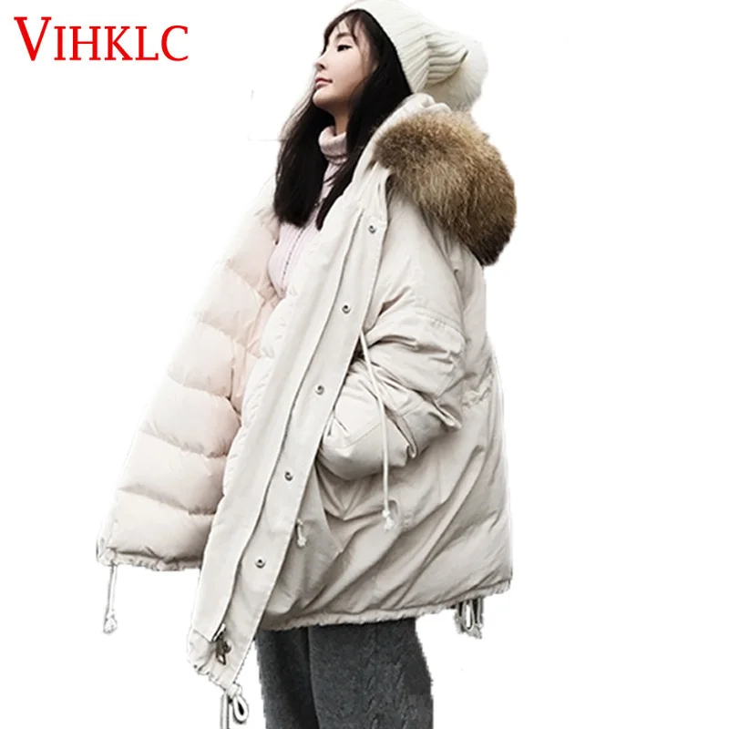 

2019 new Winter Warm Coat Women Long Parkas Fashion Fur Hooded Womens Overcoat loose Casual Cotton Padded Jacket L238