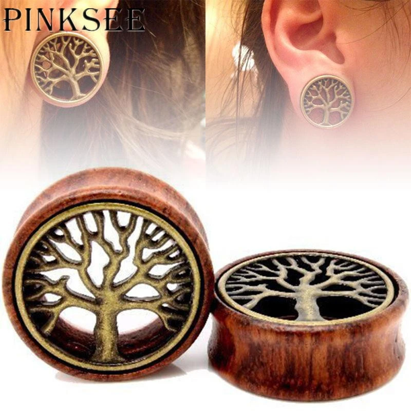 ~ kant Kinderpaleis Vechter 1 paar Houten Oor Tunnels Stekkers Boeddha Gauge Expanders Boom Van Leven  Oor Taper Brancard Piercing Lichaam Sieraden 18 20mm|body jewelry|ear  tunnelear tunnel plug - AliExpress