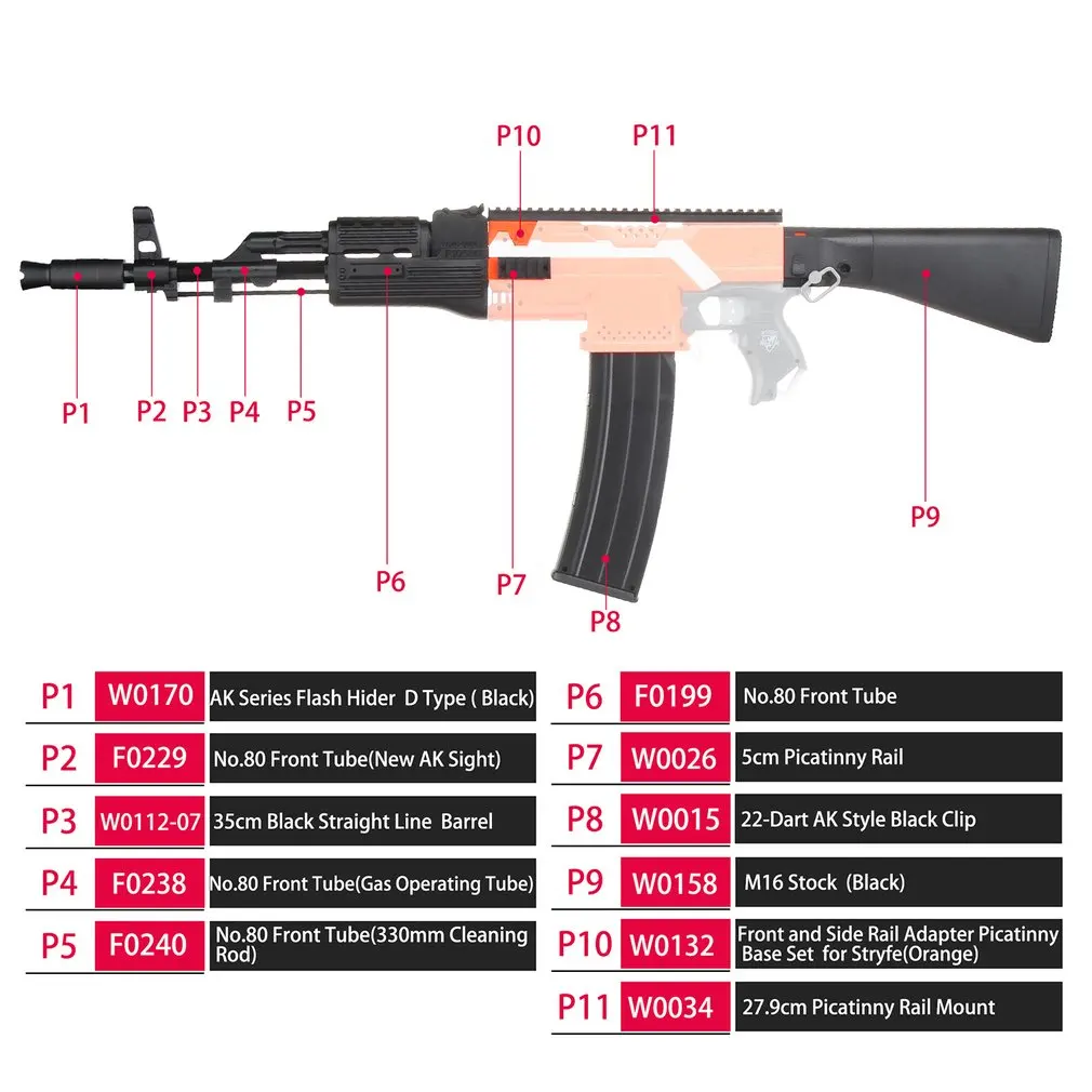 Мод F10555 AK47 имитация комплект 3D печать высокопрочный пластиковый комбо для Stryfe модифицировать игрушки для Nerf части игрушки аксессуар подарок