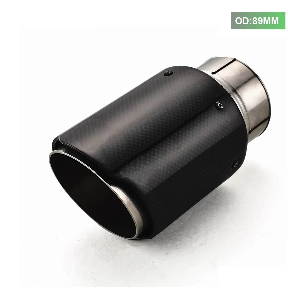 1Pcs ID 2.5'' 63mm OD89MM Carbon Fiber Exhaust Muffler Pipe Tip Fr