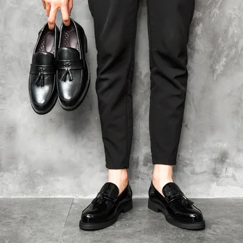 black leather loafer shoes mens