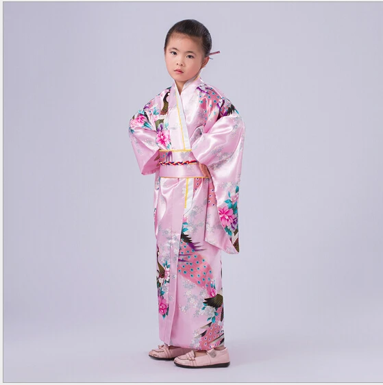  Child Novelty Cosplay Floaral Dress Japanese Baby Girl Kimono Dress Children Vintage Yukata Kid Gir