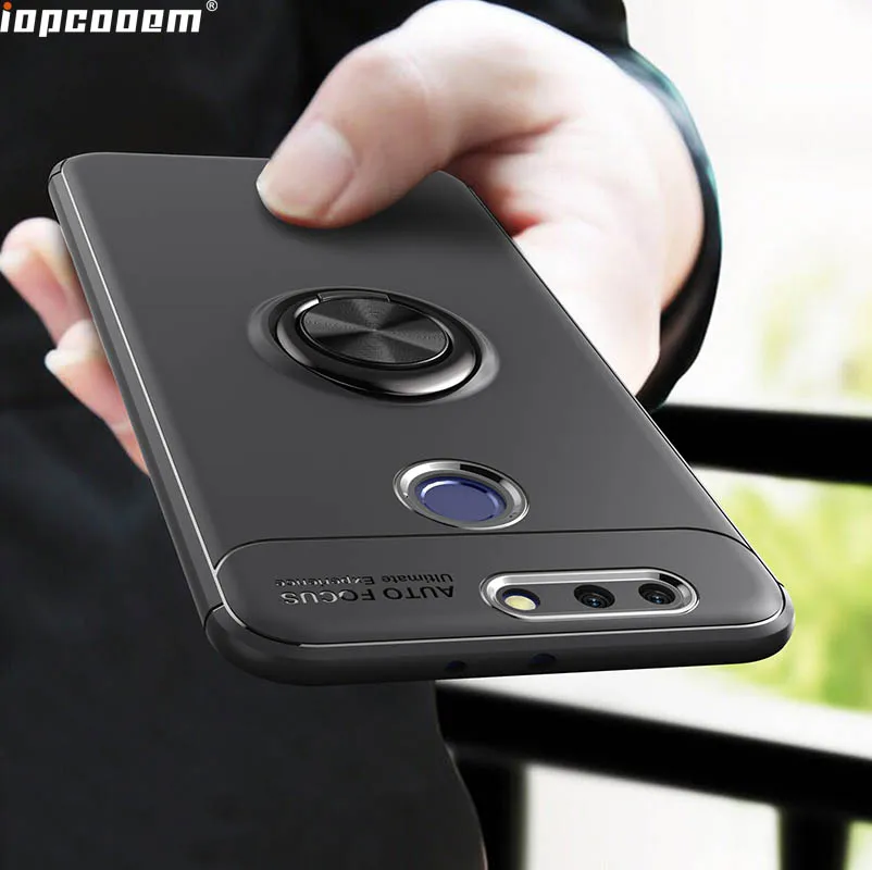 

For Huawei Honor V9 Case Rotating Finger Ring Holder Matte Soft Silicone Back Cover For Huawei Honor 8 Pro Coque5.7"inch