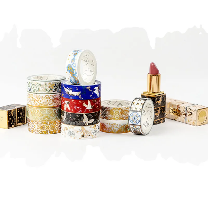 

Masking Gold Foil Foiled Diy Craft Glitter Crane Paper Sticky Adhesive Chinese Japanese Pattern Washi Tape Scrapbooking Sticker