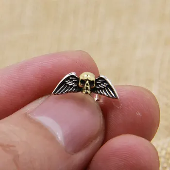 

Solid Silver 925 Punk Skull Wing Stud Earring Men Women Gothic Punk Style 100% Real 925 Sterling Silver Cool PersonalityJewelry
