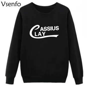 

Vsenfo Womens Hoodies Letter Print Cassius Clay Muhammed Ali Sweatshirt Casual Crewneck Autumn Hoodie Jumper Pullover Tops