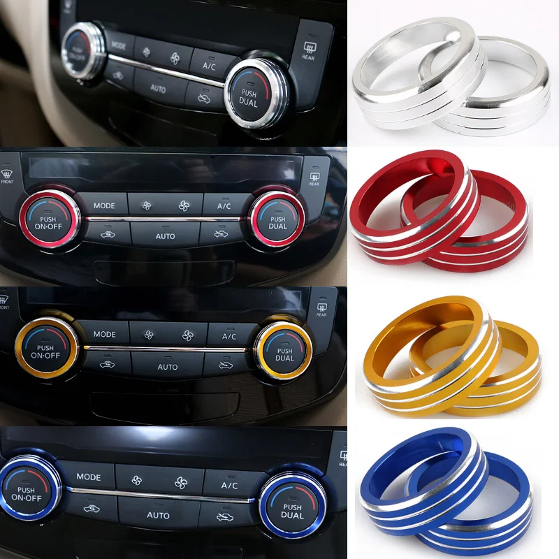 

Air Condition Knob Cover Outlet Vent Switch Sticker Air-Conditioning Button Ring For Nissan X-trail T32 X trail Rogue 2014-2016