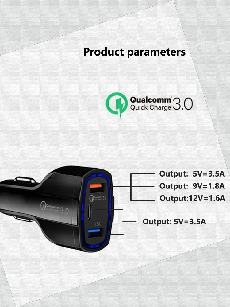 Автомобильное USB зарядное устройство двойной usb type c PD Быстрая зарядка QC3.0 5 V 3A адаптер прикуривателя для ipnone 8 X samsung s9 s10 Универсальный