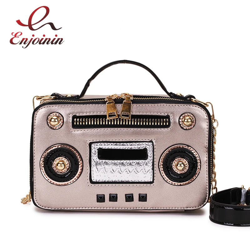 Fashion Unique Vintage Radio Box Style Pu Leather Ladies Handbag Shoulder Bag Chain Purse Crossbody Messenger Bag For Women Flap Fashion Unique Vintage Radio Box Style Pu Leather Ladies Handbag Shoulder Bag Chain Purse Crossbody Messenger Bag For Women Flap