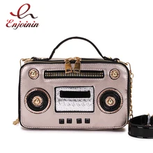 Fashion unique retro radio box style pu leather ladies handbag shoulder bag chain purse women's crossbody messenger bag flap Fashion unique retro radio box style pu leather ladies handbag shoulder bag chain purse women's crossbody messenger bag flap