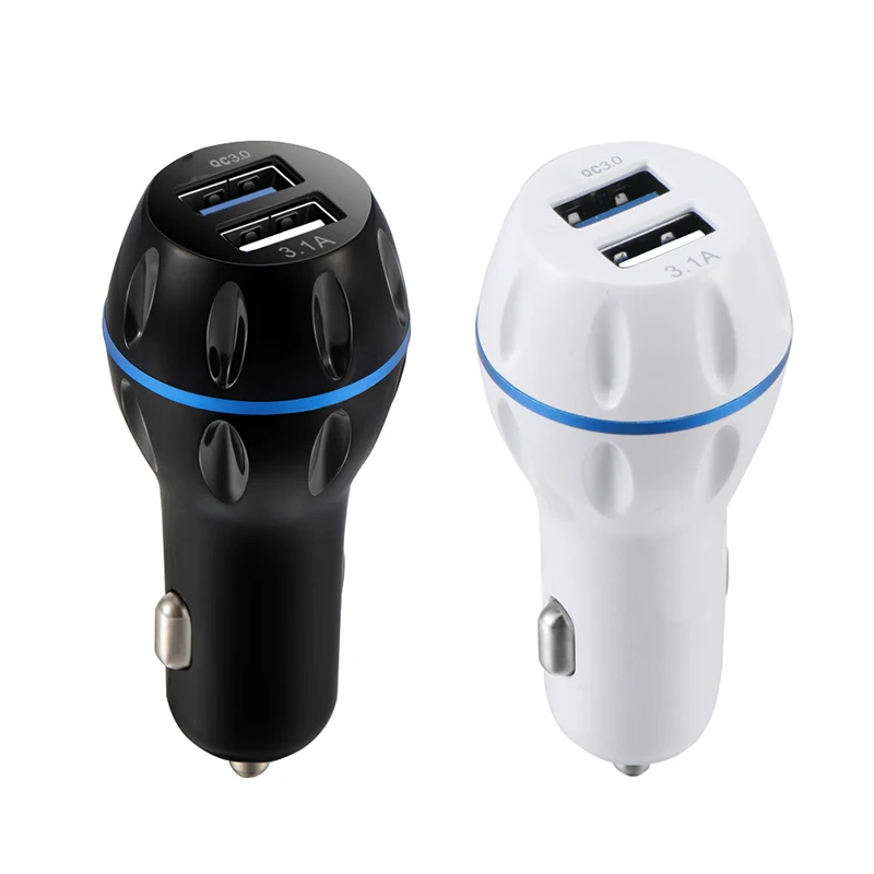 AMEEC Car Charge 5V 3.1A 2 USB Auto Chargers Mobile Phone Car-Charge QC 3.0 Auto Charging Led Display Support Drop Shipping (5)