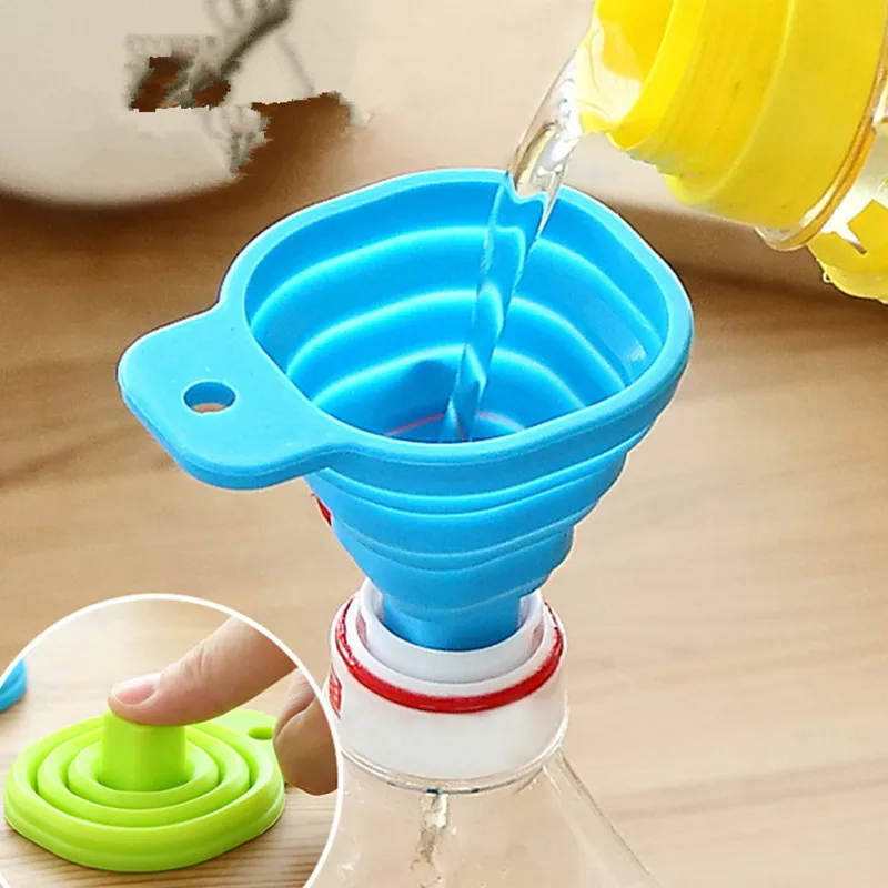 2pcs Silicone Foldable Funnel Hopper Collapsible Style Kitchen Tools