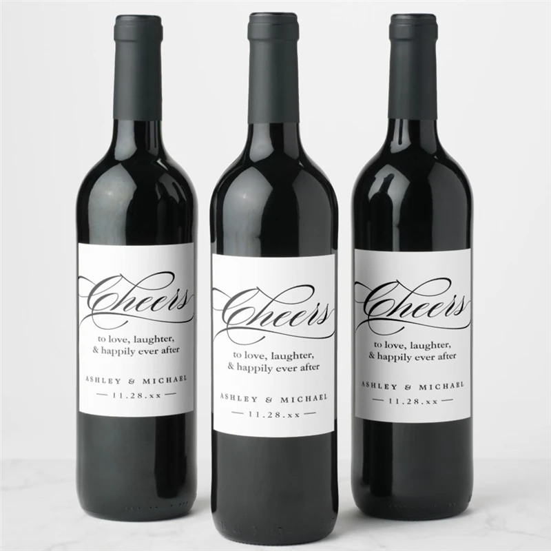 Индивидуальные Приветствия к Love laughter и счастливо Ever After Wine Label Custom свадебное вино Label
