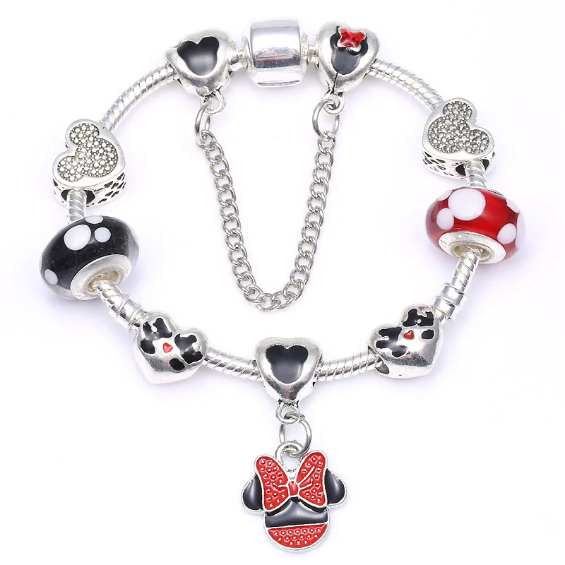 

Disney Mickey mouse Cartoon Women's Bracelet Minnie Accessories pendant lady gift bangles jewelry birthday gift fashion