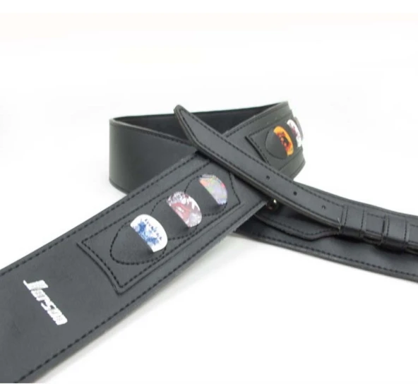 Buy Strap for Electric Guitar Leather Black Brown