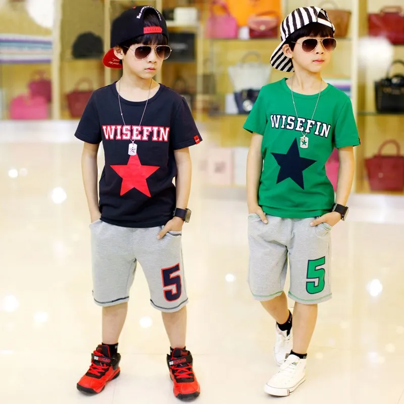 

Boy Suit Tshirt + Shorts Set Kid Clothes Toddler Tracksuit Casual Baby Tops Tee Children Clothing Sets 2019 Summer Boys Clothes