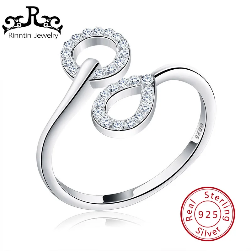 

Rinntin Sterling Silver 925 Circle Finger Rings Paved Cubic Zircon For Women Prevent Allergy Sterling Silver Jewelry Gift TSR09