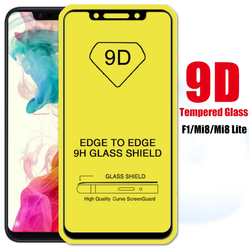 

9D Pocophone F1 Film Full Glue Protective Glass for Xiaomi Mi 8 Mi8 Lite Xiomi Pocofone Xaomi Poco little f1 1f Screen Protector