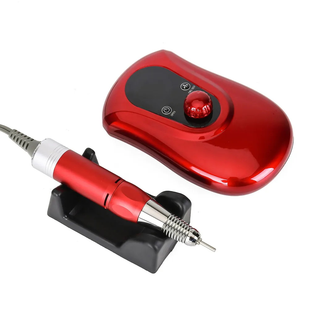 

30000RMP Nail Drill Manicure Set File Red Nail Pen Machine Set Kit With EU Plug Battery Portable Nail Grinding Machine
