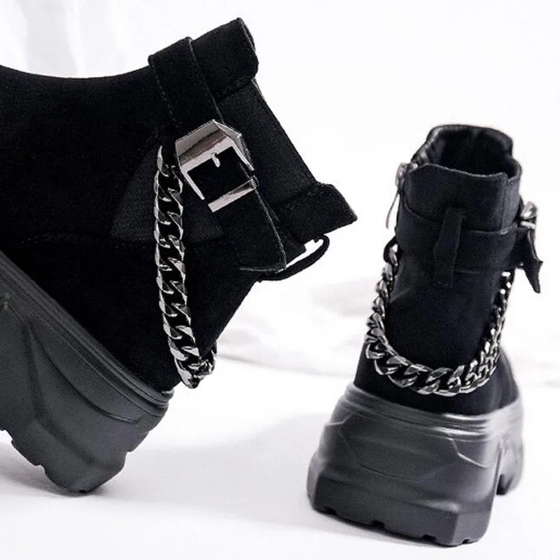 2 Grueso Botas Invierno Tobillo Tamaño De Plataforma black Mujer Tacones Alto Flock Black Caliente Otoño Tacón Grande Piel gq1YTEcw